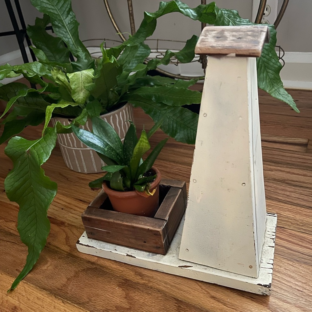 Vintage wooden lighthouse plant holder decor